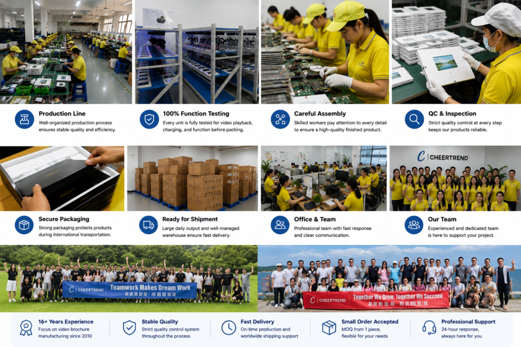 Video brochure assembly line at CheerTrend factory in China