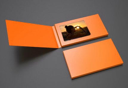 Blank Lcd Video Mailer Card And Brochure For Branding. 3d Illustration.