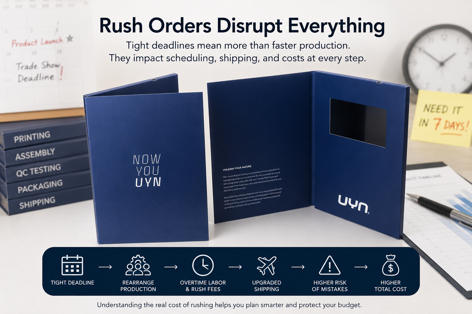 rush video brochure production scheduling and overtime