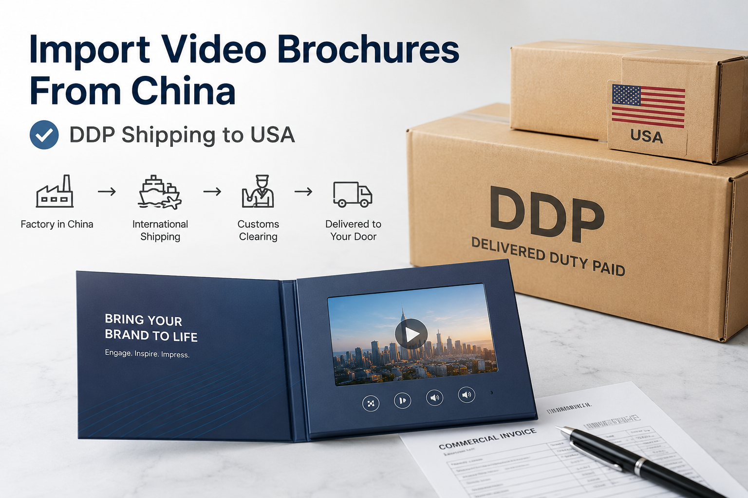 importing video brochures from China