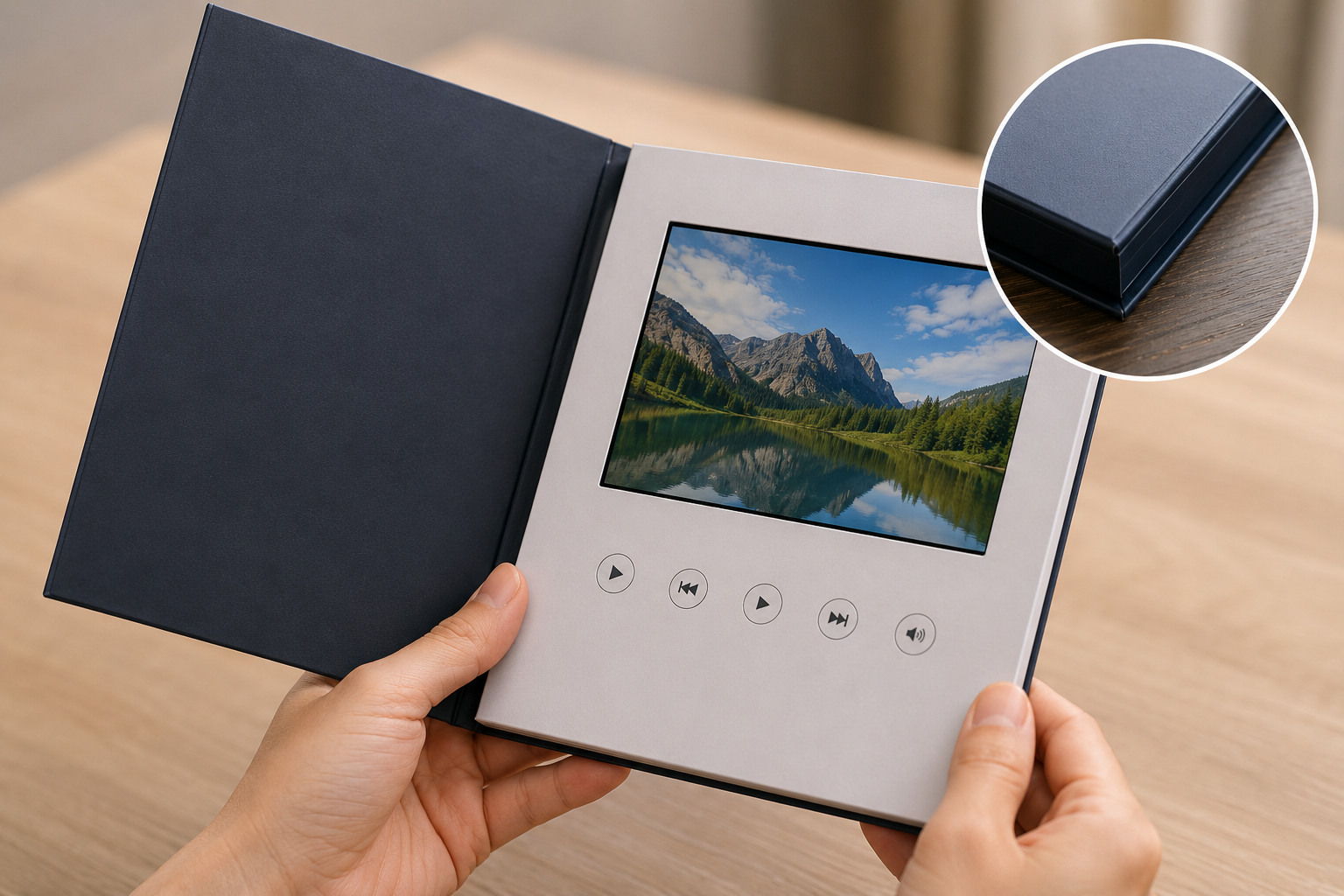 hand assembly and finishing process for premium video brochures