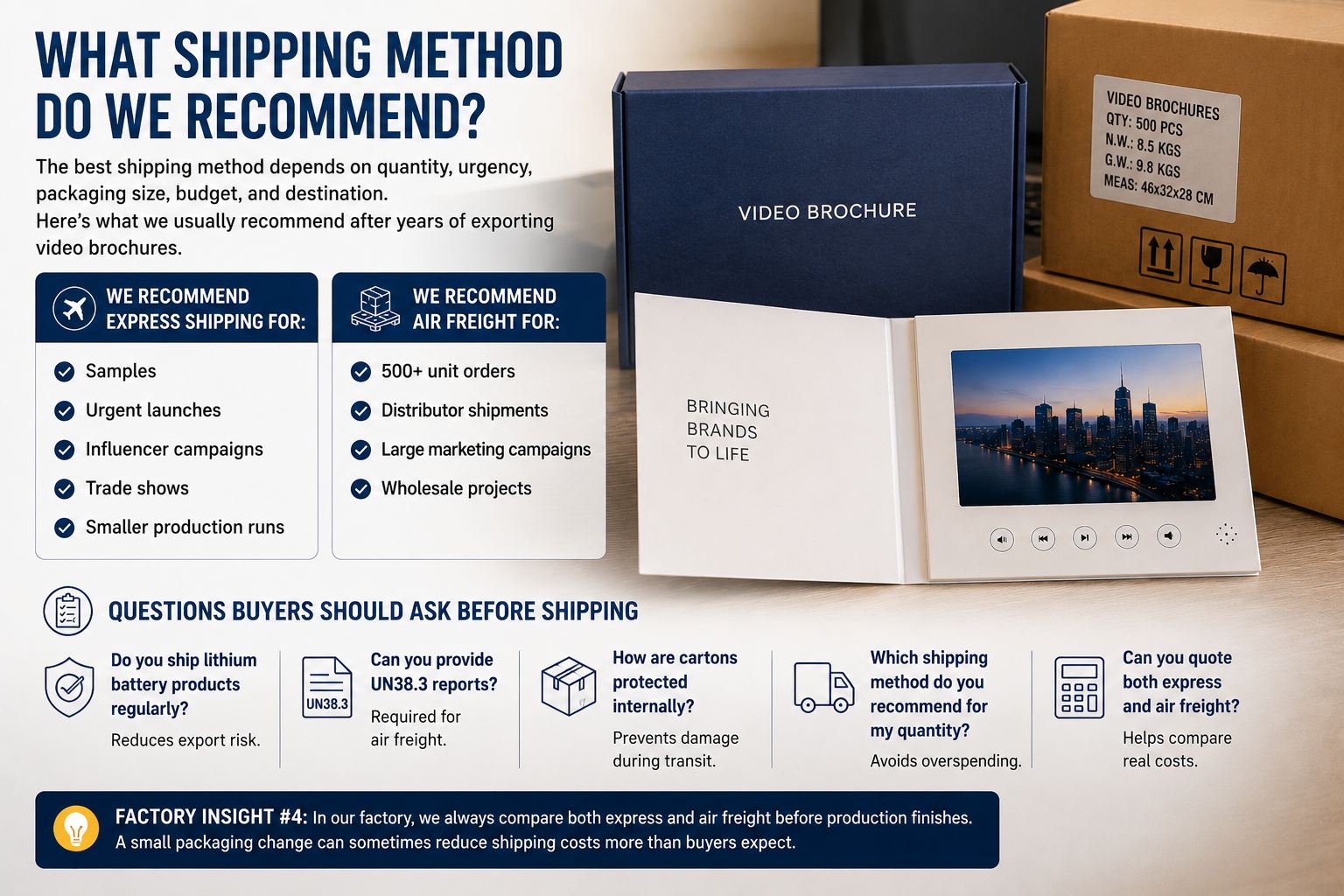 air freight pallets for video brochures