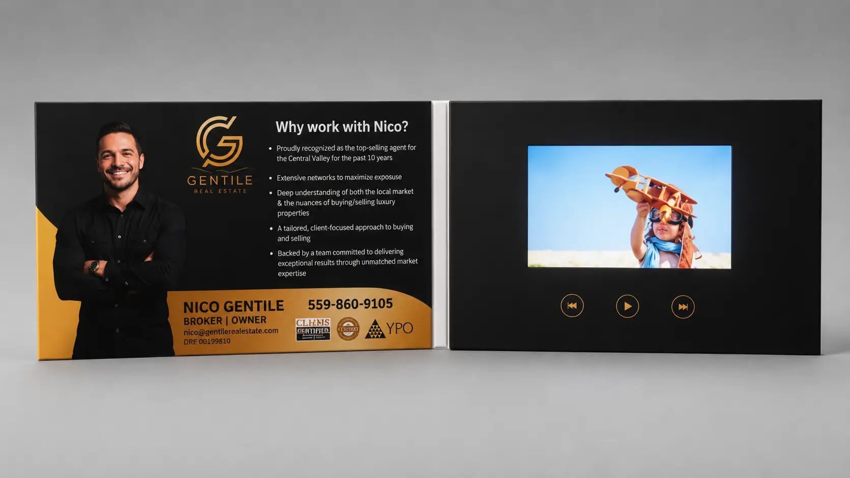 Side-by-side comparison of TFT vs IPS screen output on a video brochure