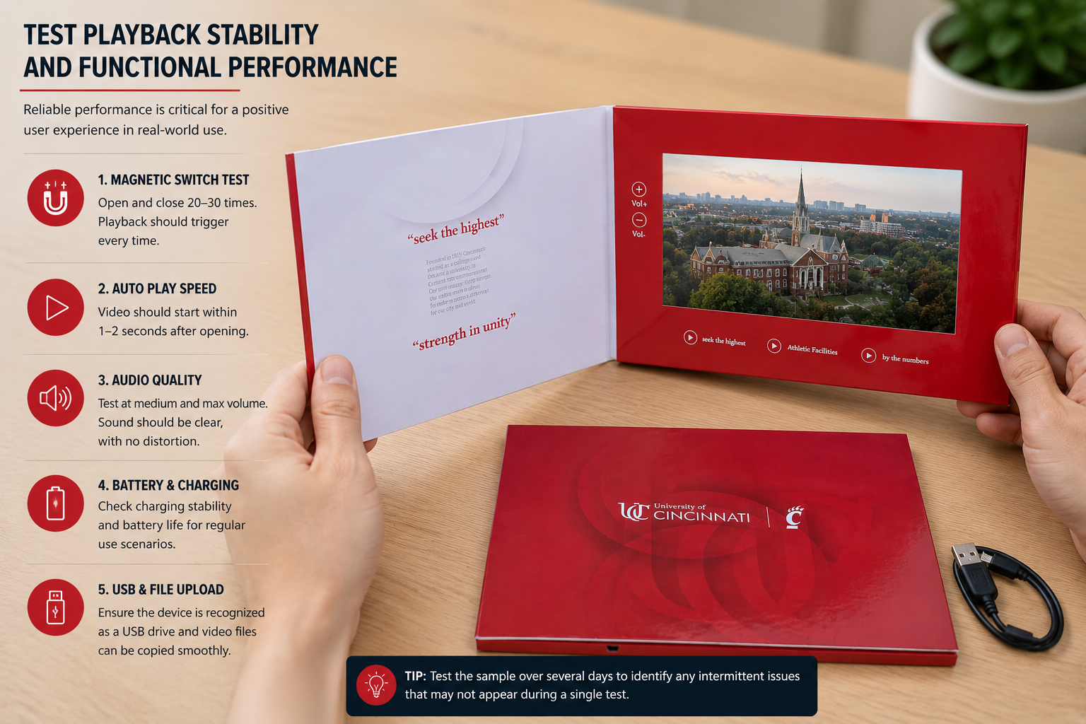 video brochure quality inspection testing