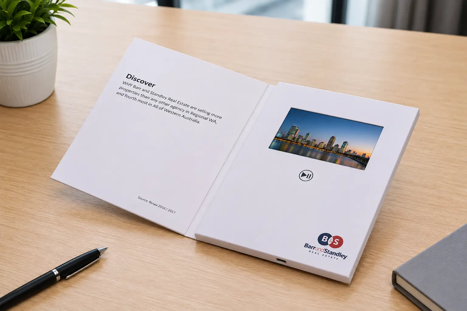 Comparison of 5 inch and 7 inch sales presentation video brochures