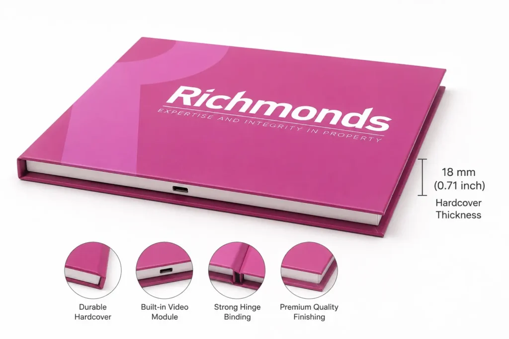 7 Inch Hardcover Video Brochure Thickness