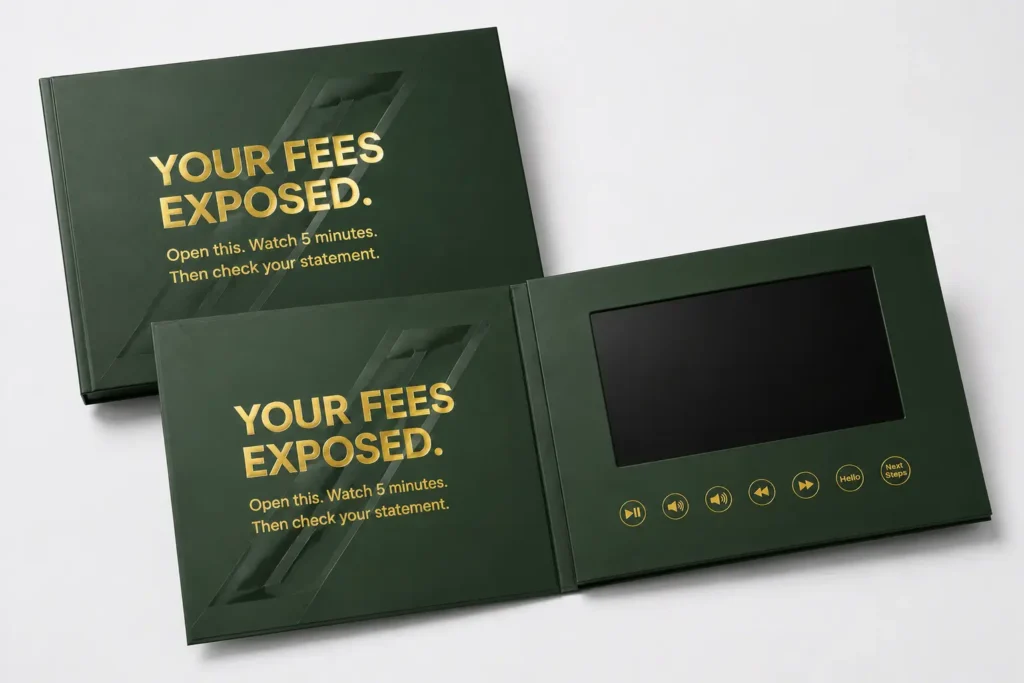Luxury video brochure with custom printing and premium finishes