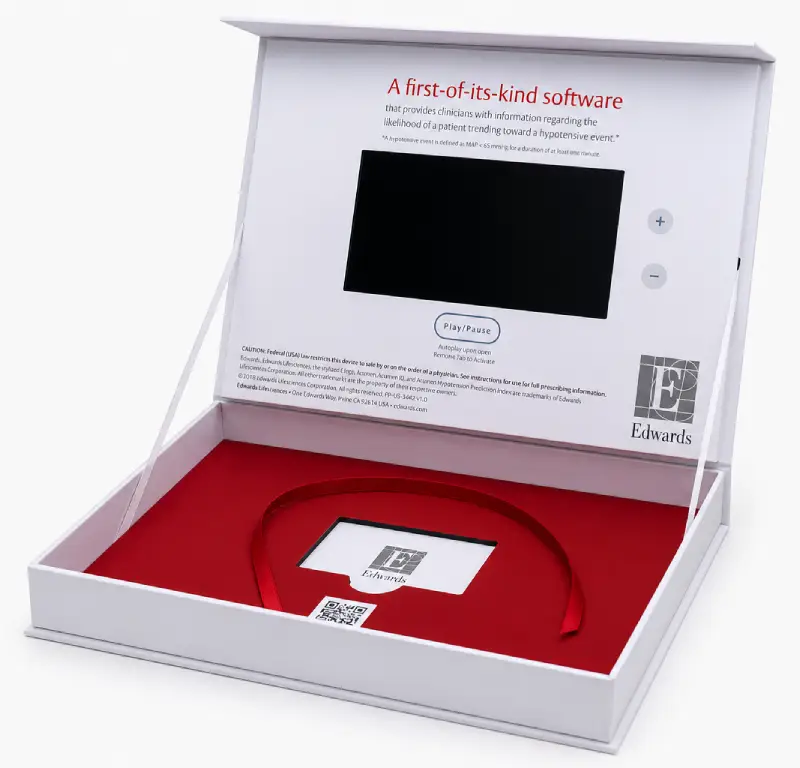 Custom video box with LCD screen and product insert