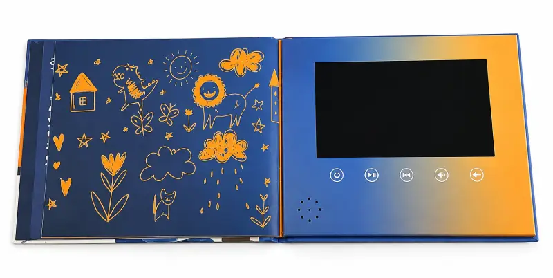 Custom LCD video book with screen and playback buttons for medical presentations