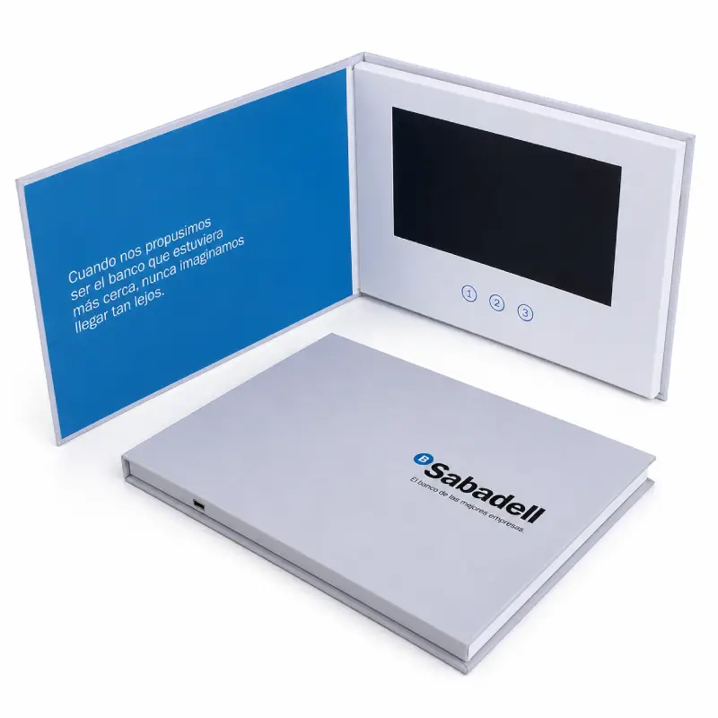 Custom medical video brochure with LCD screen and multiple video selection buttons