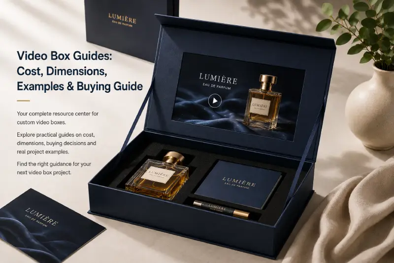 Custom video box with product insert for product launches, corporate gifts and premium packaging
