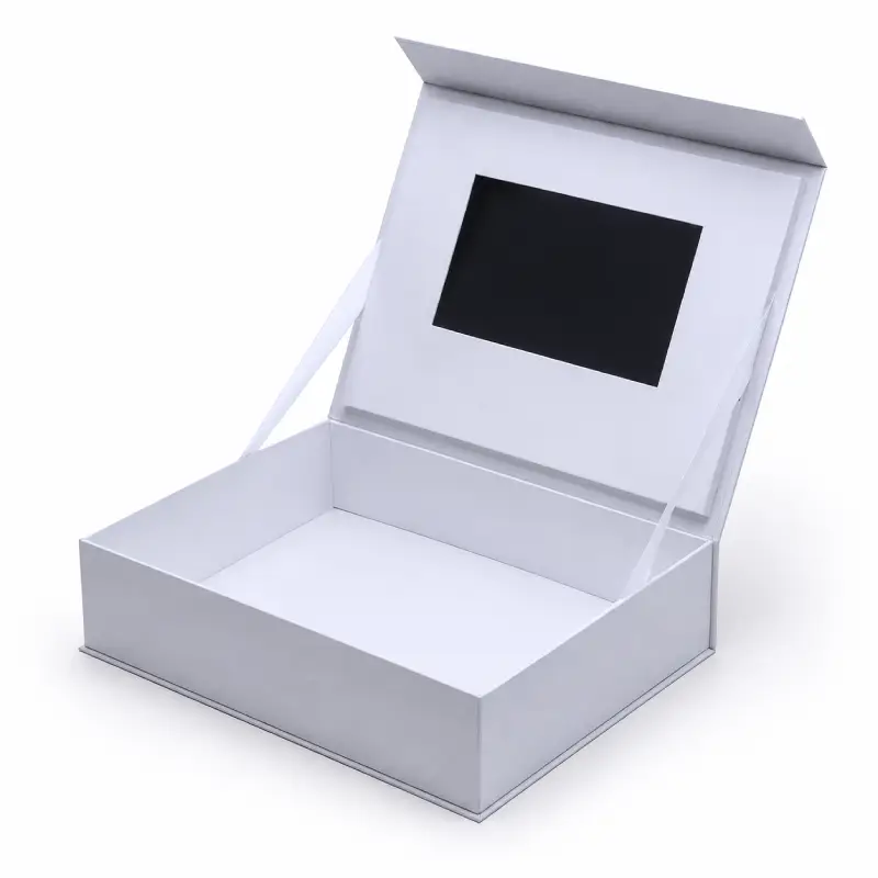 Custom video box dimensions with LCD screen and product compartment