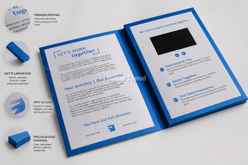 Custom video mailer cover printing and finishing details