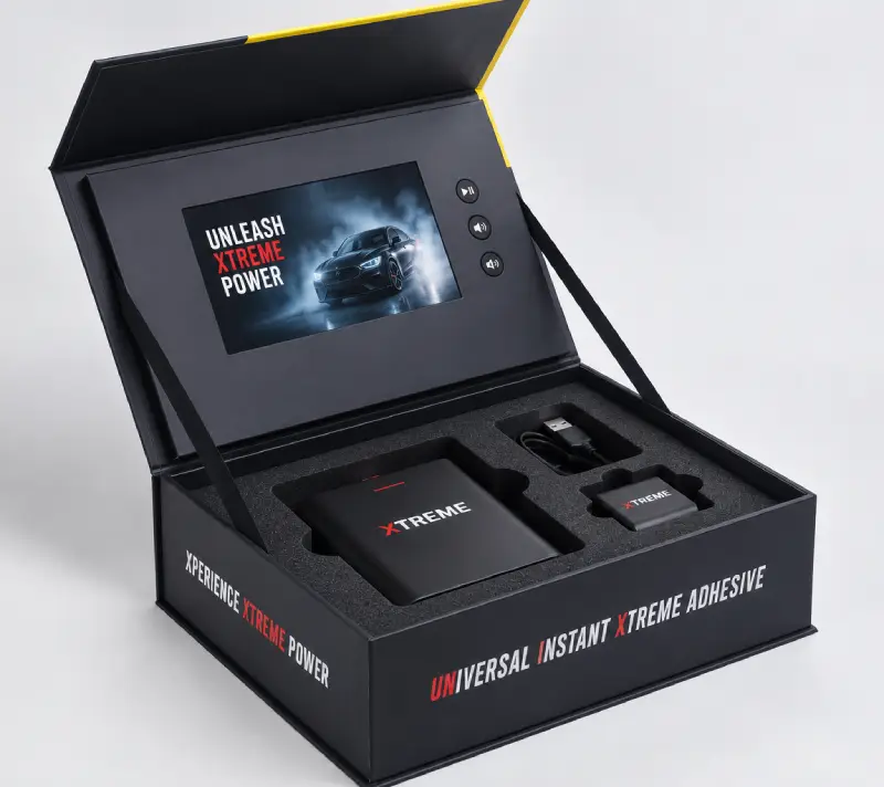 Custom video box with LCD screen and foam insert for promotional products